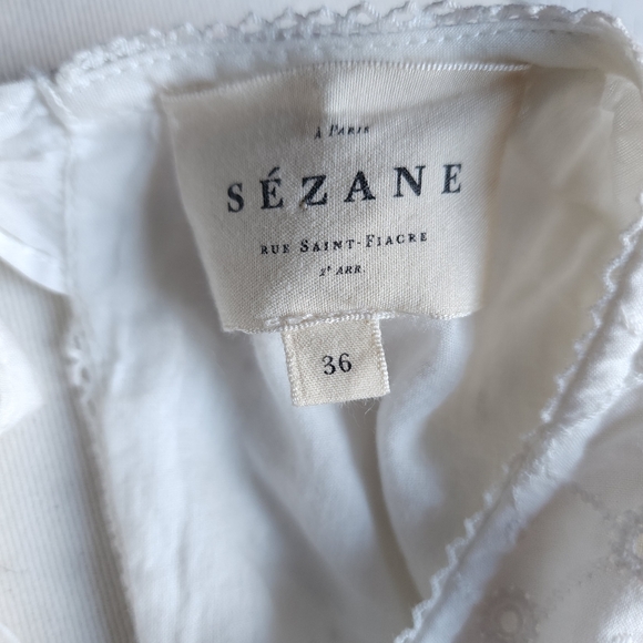 Sezane Chacha Embroidered Eyelet Lace Ruffle Mini Dress In Ecru - Picture 8 of 13